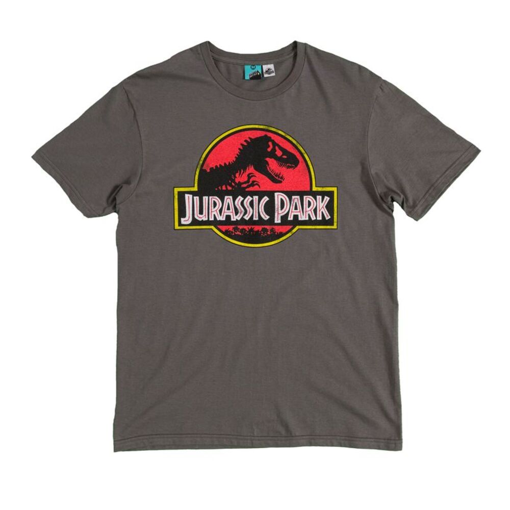 Jurassic Park Unisex Adult Classic Logo T-Shirt / Charcoal